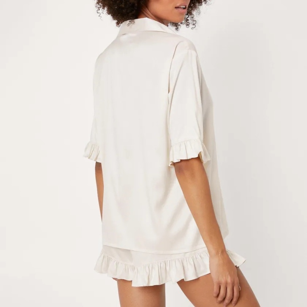 Satin Ruffle Short Pajama Set - Picture 4 of 7
